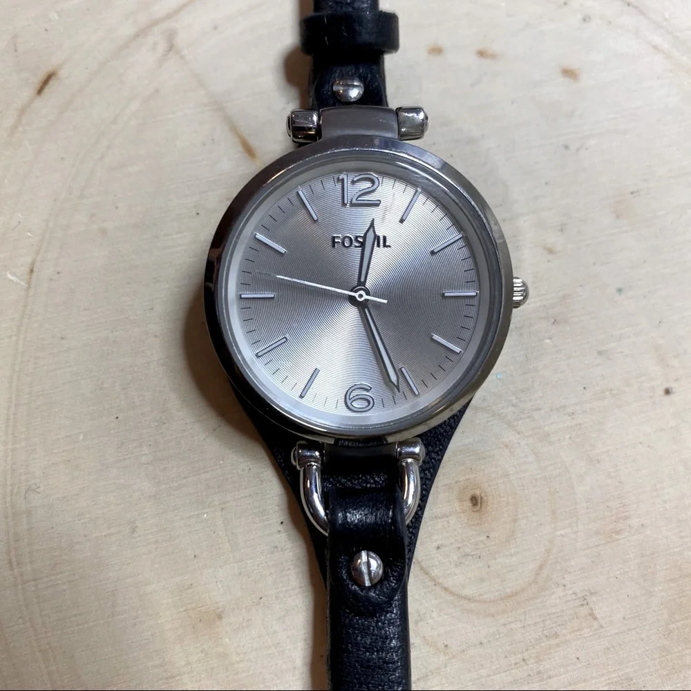 Fossil‎ Georgia black leather watch ES3199